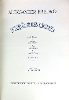 FREDRO - PIĘĆ KOMEDII 1954r. ilustr. Szancer,  oprawa luksusowa skóra - 5
