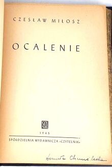 MIŁOSZ- OCALENIE wyd.1 z 1945r. oprawa luksusowa skóra - 5