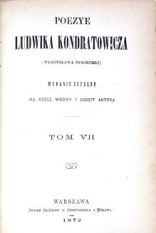 KONDRATOWICZ [SYROKOMLA]-  POEZYE 10 wol. [komplet] 1872 - 12