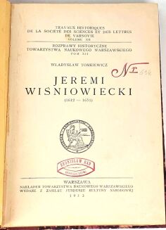 TOMKIEWICZ- JEREMI WIŚNIOWIECKI 1933 - 2