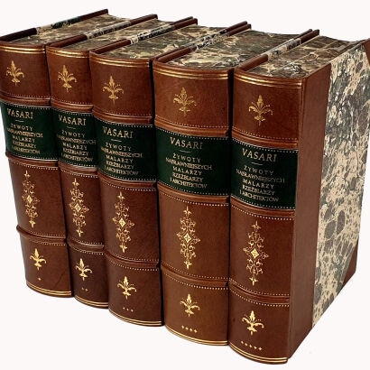 VASARI- ŻYWOTY NAJSŁAWNIEJSZYCH MALARZY, RZEŹBIARZY I ARCHITEKTÓW t. I-IX w 5 woluminach [komplet]