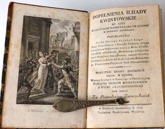 HOMER, KWINTUS KALABER, PRZYBYLSKI - PAMIĘTNIK DZIEJÓW BOCHATYRSKICH [!] Z WIEKU GRAYSKOTRSKIEGO W ŚPIEWACH HOMERA I KWINTA 6wol., ryciny, 1814-16 - 5