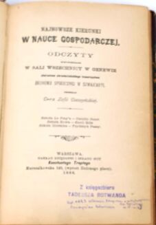 DASZYŃSKA- NAJNOWSZE KIERUNKI W NAUCE GOSPODARCZEJ 1896 - 2