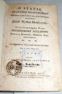 SOŁTYKOWICZ- O STANIE AKADEMII KRAKOWSKIEY Kraków 1810 - 2