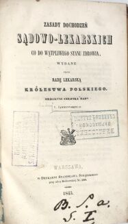 JANIKOWSKI- ZASADY DOCHODZEŃ SĄDOWO- LEKARSKICH 1845 - 2