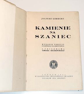 KAMIŃSKI - KAMIENIE NA SZANIEC Londyn 1945 - 3