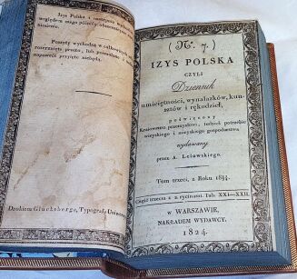 IZYS POLSKA czyli DZIENNIK umieiętności, wynalazków, kunsztów i rękodzieł 6 tomików wyd. 1820-4r. tablice - 6