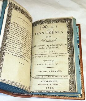IZYS POLSKA czyli DZIENNIK umieiętności, wynalazków, kunsztów i rękodzieł 6 tomików wyd. 1820-4r. tablice - 20