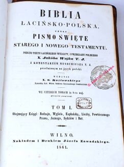 WUJEK - BIBLIA ŁACIŃSKO-POLSKA t.1-4 [komplet w 4 wol.] Wilno 1864 - 7