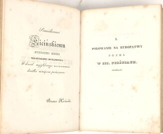 [POEZYE MYŚLIWSKIE, SZTUKA UKŁADANIA PSÓW, SŁOWNIK ŁOWIECKI] KICIŃSKI - POEZYE BRUNONA HRABI KICIŃSKIEGO t.1-4 [w 2 wol.] 1840 - 8