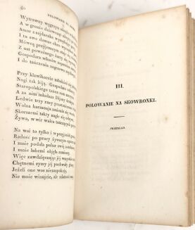 [POEZYE MYŚLIWSKIE, SZTUKA UKŁADANIA PSÓW, SŁOWNIK ŁOWIECKI] KICIŃSKI - POEZYE BRUNONA HRABI KICIŃSKIEGO t.1-4 [w 2 wol.] 1840 - 7