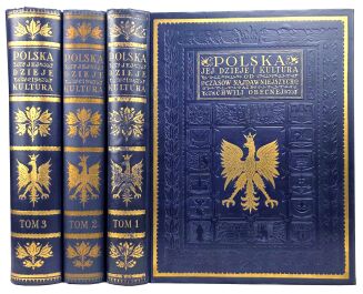 POLSKA JEJ DZIEJE I KULTURA t. I-III [komplet] oryginał, rzadki wariant oprawy, obwoluty - 7