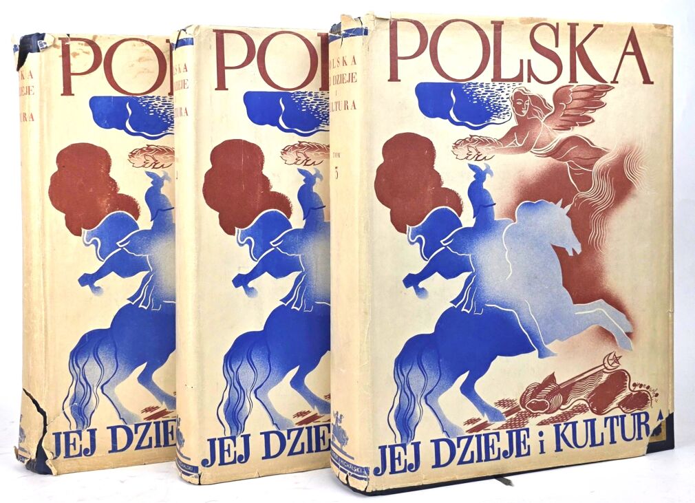 POLSKA JEJ DZIEJE I KULTURA t. I-III [komplet] oryginał, rzadki wariant oprawy, obwoluty