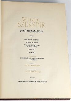 SHEAKSPEARE - PIEC DRAMATOW / FIVE DRAMAS. Illustrated by Janina Konarska, luxury leather binding. - 6