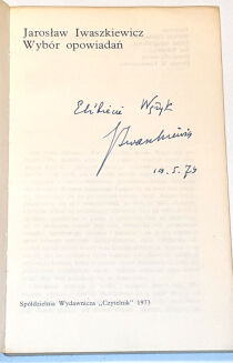 IWASZKIEWICZ - WYBÓR OPOWIADAŃ autograf - 2