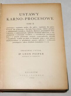 PEIPER - USTAWY KARNO-PROCESOWE T.II  1930r. - 4