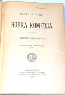 DANTE ALIGHIERI- BOSKA KOMEDIA wyd. 1909  - 4