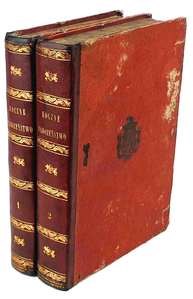 ROCZNE NABOŻEŃSTWO  ŚWIĘTEGO RZYMSKO- KATOLICKIEGO KOŚCIOŁA t.1-2 1844 super exlibris herb Ślepowron