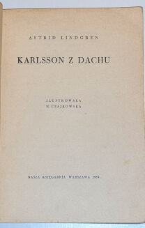 LINDGREN - KARLSSON Z DACHU wyd.1 z 1959 - 2