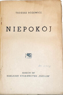 RÓŻEWICZ- NIEPOKÓJ wyd.1947 debiut - 2