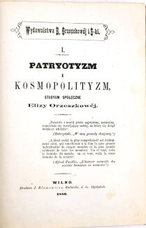 ORZESZKOWA- PATRYOTYZM I KOSMOPOLITYZM. STUDYUM SPOŁECZNE Wilno 1880 - 4