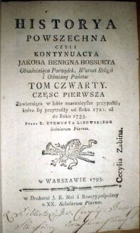 BOSSUET- HISTORYA POWSZECHNA- STARODRUK POLSKI- 1793r. - 4