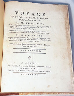 COXE- VOYAGE EN POLOGNE, RUSSIE, SUEDE, DANNEMARC, etc. t.1-2 [komplet w 2 wol.] wyd. 1786  - 4