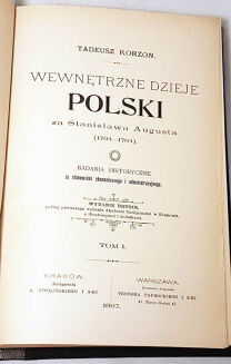 KORZON- WEWNĘTRZNE DZIEJE POLSKI ZA ST. AUGUSTA  t. I-VI [komplet] półskórek - 12