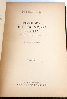 HASEK- PRZYGODY DOBREGO WOJAKA SZWEJKA wyd.1955 Tom I-IV [komplet w 2 wol.] skóra - 5