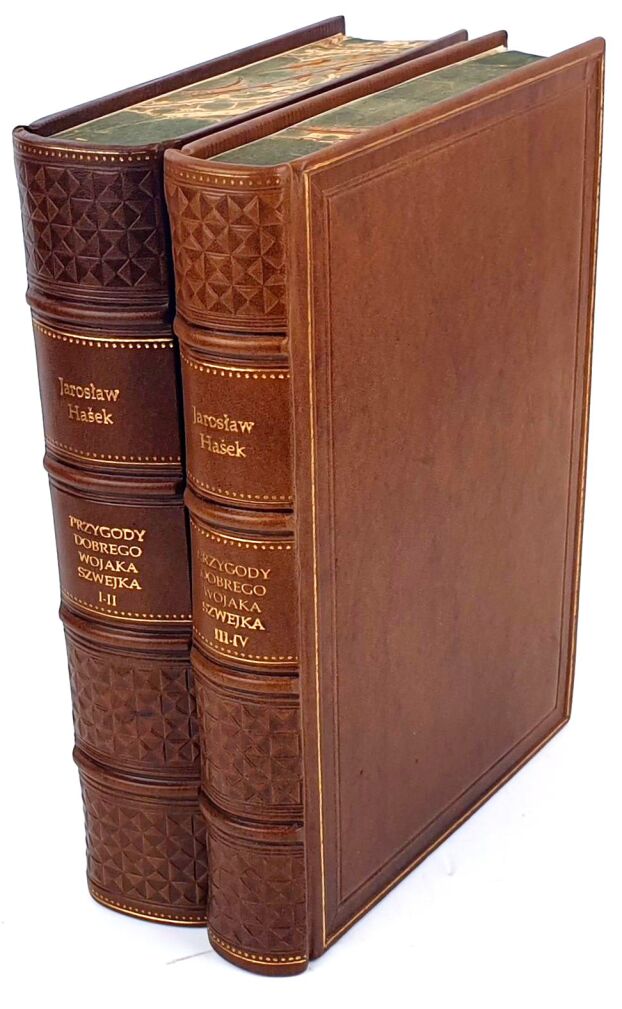 HASEK- PRZYGODY DOBREGO WOJAKA SZWEJKA wyd.1955 Tom I-IV [komplet w 2 wol.] skóra