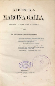 GALL ANONIM - KRONIKA MARCINA GALLA wyd. 1873 - 3