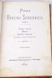 SIENKIEWICZ - PISMA HENRYKA SIENKIEWICZA 4wol. 1883, oprawa M.H. Szeinfeld, Introligator w Sieradzu. - 5