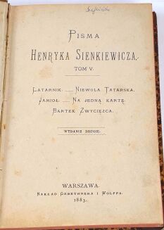 SIENKIEWICZ - PISMA HENRYKA SIENKIEWICZA 4wol. 1883, oprawa M.H. Szeinfeld, Introligator w Sieradzu. - 6