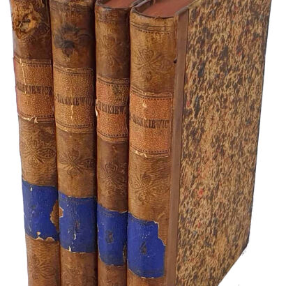SIENKIEWICZ - PISMA HENRYKA SIENKIEWICZA 4wol. 1883, oprawa M.H. Szeinfeld, Introligator w Sieradzu.