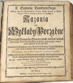 DAMBROWSKI- KAZANIA ALBO WYKŁADY PORZĄDNE, KAZANIA POKUTNE wyd. 1772r. skóra na desce - 4