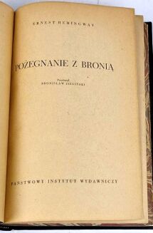 HEMINGWAY - POŻEGNANIE Z BRONIĄ wyd.1, 1957, skóra - 5
