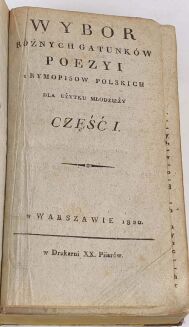 WYBÓR RÓŻNYCH GATUNKÓW POEZYI Z RYMOTWORCOW POLSKICH  dla użytku młodzieży cz.1-3 1820. Oprawa. Seneka, Wolter, Racine, Homer, Wirgiliusz, Milton - 4