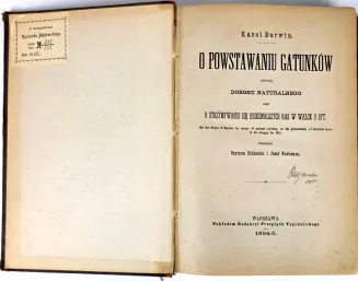 DARWIN- O POWSTAWANIU GATUNKÓW wyd. 1884r. półskórek z epoki. Z księgozbioru Ryszarda Błędowskiego) - 2