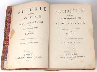 JANUSZ- DOKŁADNY SŁOWNIK FRANCUZKO- POLSKI I POLSKO- FRANCUZKI 3 wol. Lwów 1866 - 6