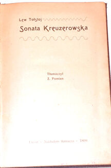 TOŁSTOJ - SONATA KREUTZEROWSKA wyd.1 - 2