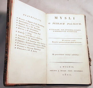 CZARTORYSKI- MYŚLI O PISMACH POLSKICH wyd. Wilno 1801 - 3