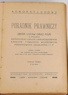 BUCHMA-CZAPLIŃSKI - PORADNIK PRAWNICZY wyd. 1928 OPRAWA - 2