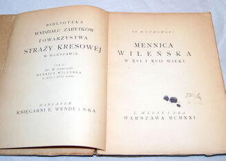 dublet GUMOWSKI- MENNICA WILEŃSKA W XVI I XVII WIEKU wyd. 1921 - 2