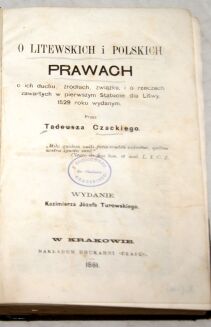 CZACKI- O LITEWSKICH I POLSKICH PRAWACH wyd. 1861r. KOMPLET - 3