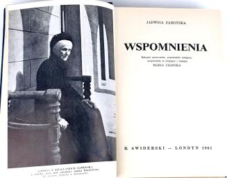 JADWIGA ZAMOYSKA- WSPOMNIENIA wyd. LONDYN 1961r. - 2
