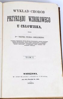 [PIONIERSKA PRACA OJCA POLSKIEJ OKULISTYKI] SZOKALSKI- WYKŁAD CHORÓB PRZYRZĄDU WZROKOWEGO U CZŁOWIEKA t. 1 1869 - 2