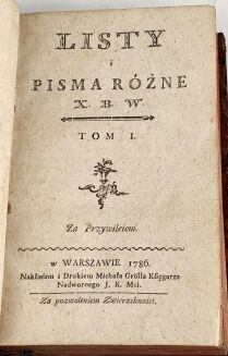 KRASICKI - LISTY I PISMA RÓŻNE X. B. W. Warszawa 1788. O związkach rolnictwa i inne. - 3