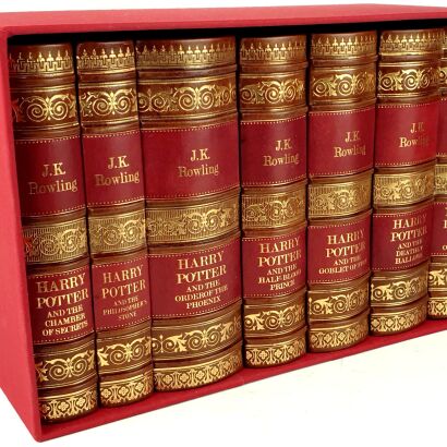 J.K. Rowling- Harry Potter 7 Book Boxed, Complete Set, Leather Rebound, Uk Version