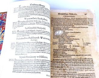 [KONSTYTUCYE]. CONSTITUCIE STATUTA Y PRZYWILEIE NA WALNYCH SEYMACH KORONNYCH OD ROKU PAŃSKIEGO 1550 ÁŻ DO ROKU 1637 UCHWALONE. Kraków 1637.  W Drukárniey Andrzeiá Piotrkowczyká - 6
