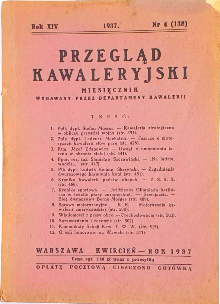 PRZEGLĄD KAWALERYJSKI Nr 4 (138) 1937